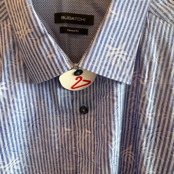 Bugatchi Blue Paisley Casual Button Down Shirt - Picture 5 of 11